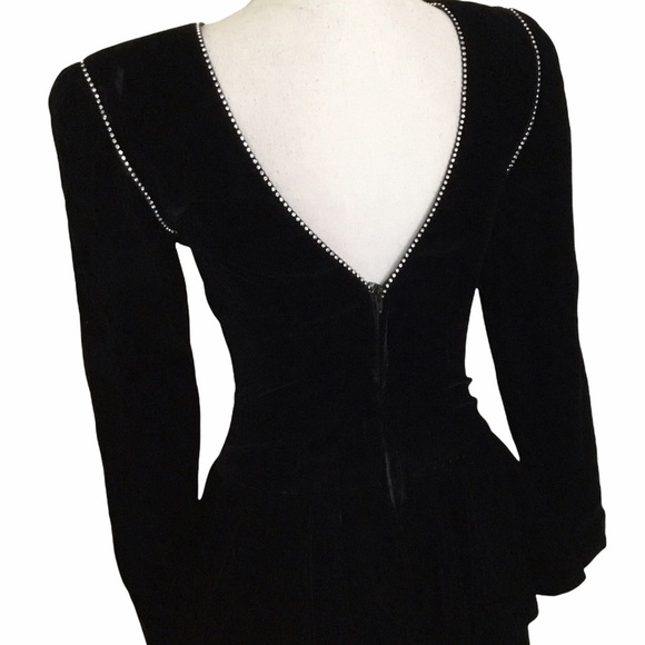 Neiman Marcus Velvet Midi Peplum Dress Size XS - Picture 4 of 10